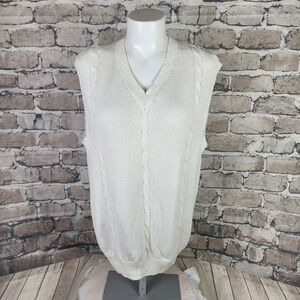 Vintage Abercrombie &  Fitch Cotton Cable Knit VNeck Sweater Vest Ivory L…